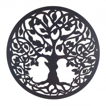 Décoration murale arbre de vie en métal noir diamètre 50 cm
