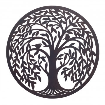 [SG 22820] Décoration murale en métal noir Arbre de vie diamètre 60cm