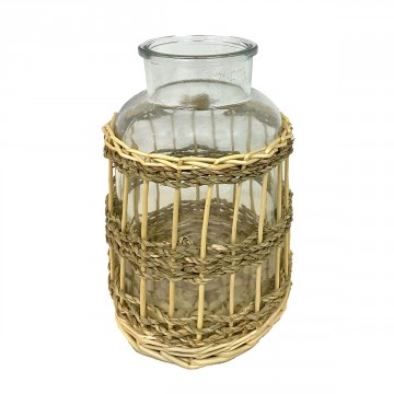 [SG 29800] Bouteille en verre et osier grand modèle