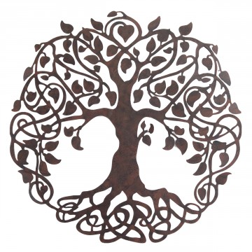 Décoration murale en métal noir diamètre 60 cm Arbre de vie