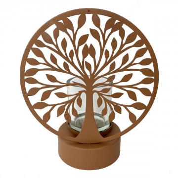 [SG 27534] Photophore arbre de vie en métal marron