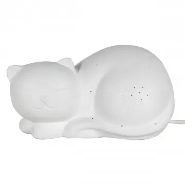 Lampe en porcelaine blanche forme chat