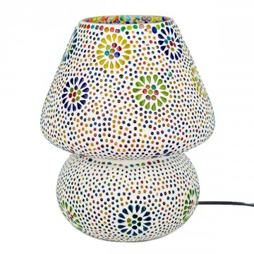 Lampe mosaïque multicolore forme champignon grand modèle
