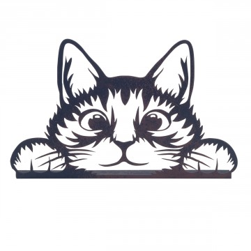 Petit chat en métal noir mural