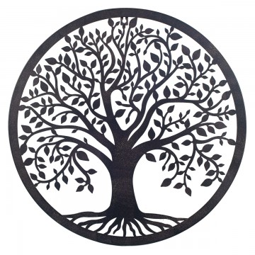 Décoration murale en métal noir diamètre 50cm Arbre de vie