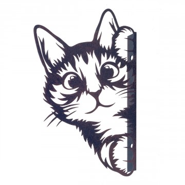 [SG 30383] Petit chat en métal noir mural de coté