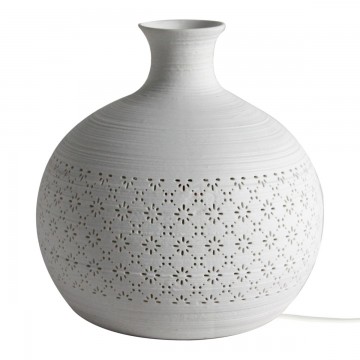[SG 34957] Lampe en porcelaine blanche forme vase bas