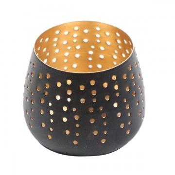 Photophore en métal noir et doré petit modèle