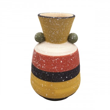 [SG 31073] Vase en céramique vert ocre et noir mat