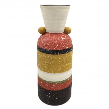 [SG 31074] Vase en céramique vert ocre et noir mat haut