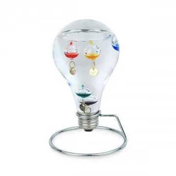 [SG 12784] Thermomètre Galilée forme ampoule avec support métal