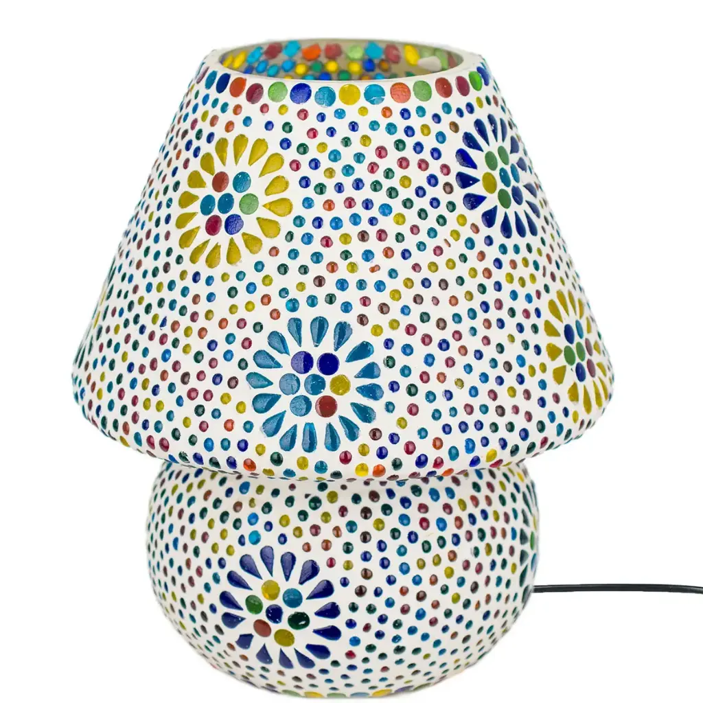 [SG 16161] Lampe mosaïque multicolore forme champignon moyen modèle