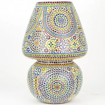[SG 16293] Lampe mosaïque multicolore forme champignon très grand modèle modèle