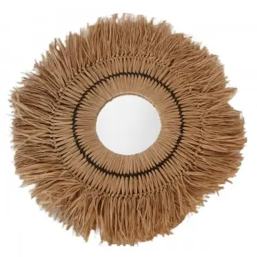 MIROIR RAPHIA ROND GRAND MODELE AVEC LISERE NOIR