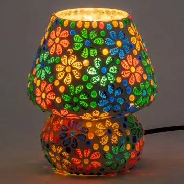 [SG 33056] Lampe mosaïque multicolore forme champignon moyen modèle