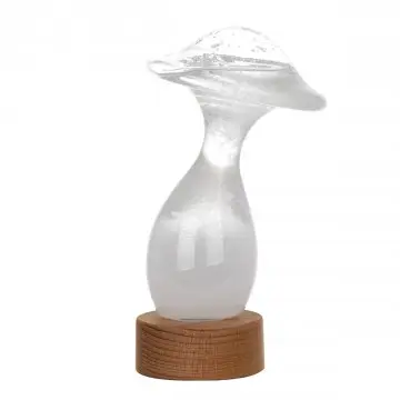 Mesureur d'orage forme champignon socle en bois