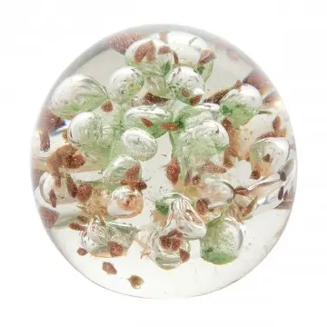 [SG 29339] Sulfure presse papier boule marbre marron et vert