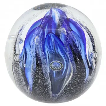 [SG 29352] Sulfure presse papier boule marbre bleu