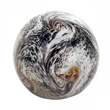 [SG 29364] Sulfure presse papier boule marbre marron et blanc