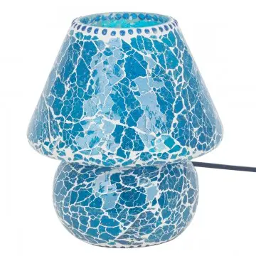 [SG 32364] Lampe en verre éclaté forme champignond moyen modèle couleur bleu