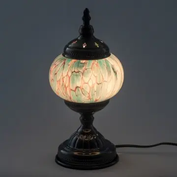 Lampe en verre couleur bleu avec pied en fer