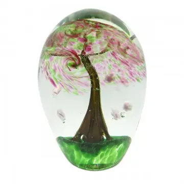 [SG 34118] Sulfure presse papier arbre et petites fleurs 