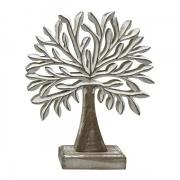 [SG 35159] Décoration à poser arbre de vie petit modèle en bois cérusé blanc