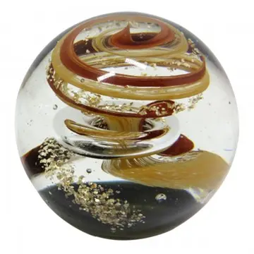 [SG 35898] Sulfure presse papier boule marbre spirale marron