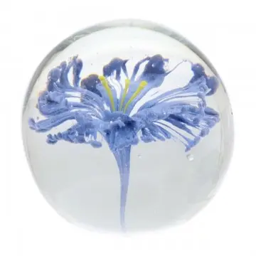 Sulfure presse papier boule fleur bleue