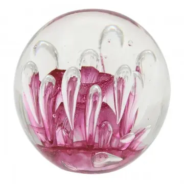 Sulfure presse papier boule fleur rose