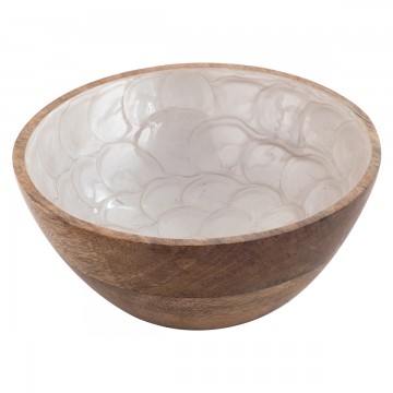 [SG 32755] Bol en bois de manguier nacre blanc en résine moyen modèle