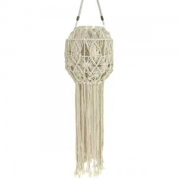 Décoration murale ovale en macramé et photophore central