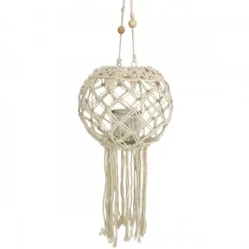 [SG 36535] Décoration murale ronde en macramé et photophore central