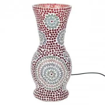 Lampe mosaïque forme vase rouge