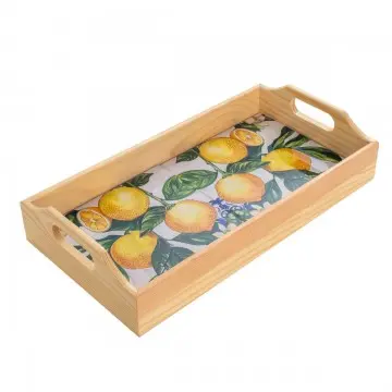 [SG 34601] Plateau rectangulaire en bambou et résine motif citron