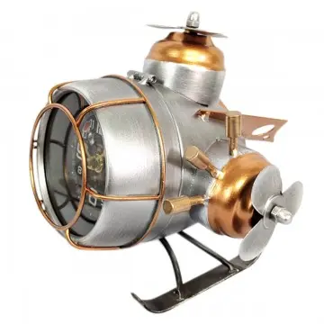 [SG 34628] Pendule hélice avion en métal couleur or et argent