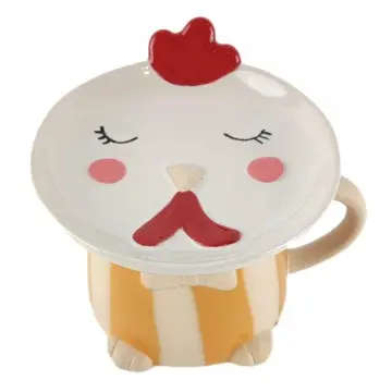 Tasse en céramique poule avec support sachet