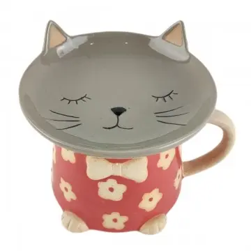 [SG 36940] Tasse chat en céramique avec support sachet