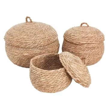[SG 37620 2] Panier raphia avec couvercle grand modèle