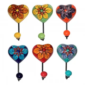 [SG 37842] Patère en céramique support en métal forme coeur 6 couleurs différentes