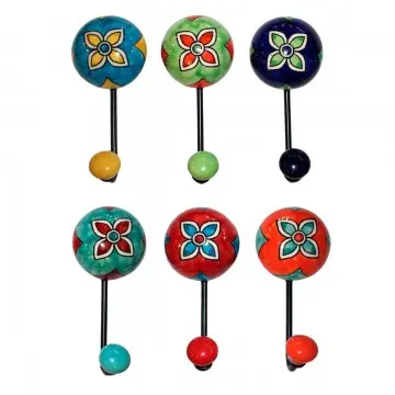 [SG 37848] Patère en céramique support en métal forme rond 6 couleurs différentes