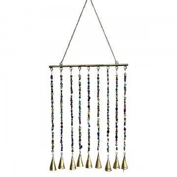 [SG 37475] Décoration murale en métal doré perles et clochettes 