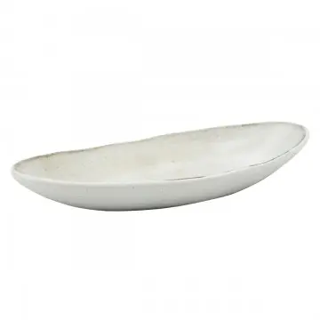 Assiette pointue en céramique blanc vieilli petit modèle
