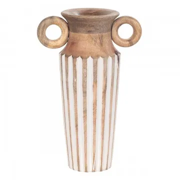 Vase en bois de manguier cérusé blanc