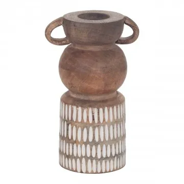 Vase en bois de manguier cérusé blanc