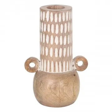 Vase en bois de manguier cérusé blanc