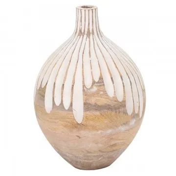 Vase en bois de manguier cérusé blanc