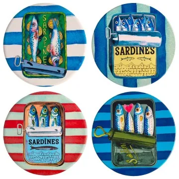 Dessous de verre sardines 4 différents