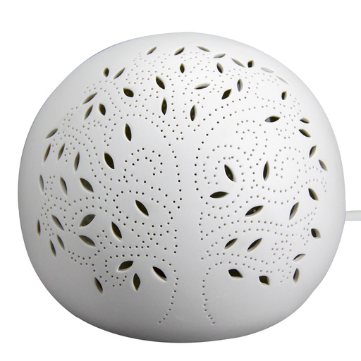[SG 31399] LAMPE EN PORCELAINE BLANCHE FORME BOULE ARBRE VIE