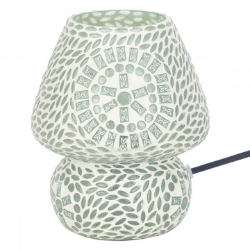 [SG 32375] Lampe mosaïque forme champignon petit modèle de couleur blanche
